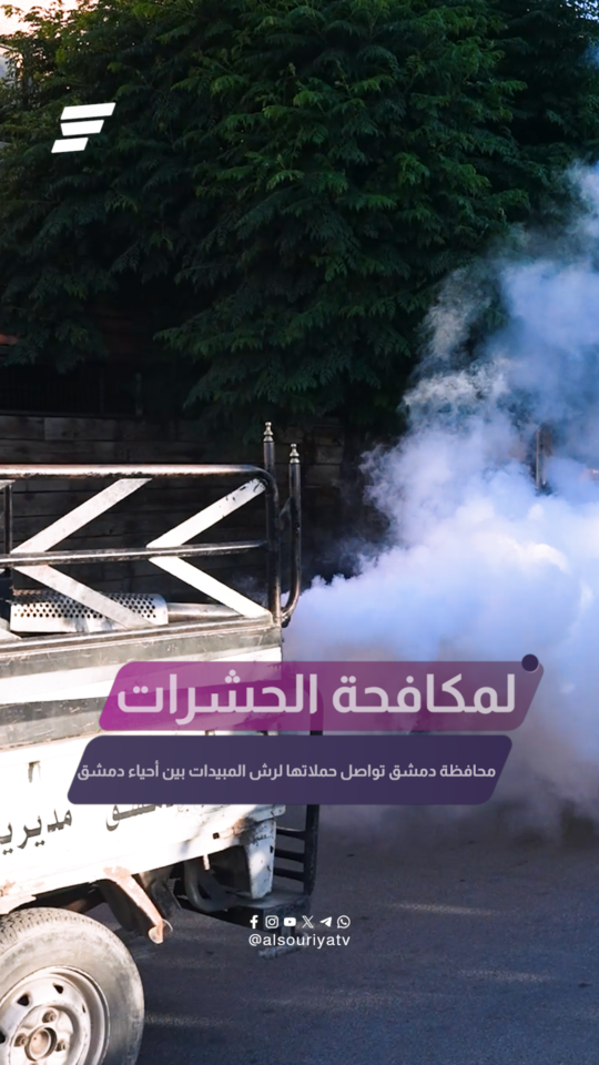 للحد من انتشار الحشرات.. محافظة دمشق تواصل حملاتها اليومية لرش المبيدات في أحياء دمشق